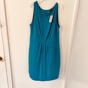 Ann Taylor Petite Midi Dress Womens Size 8 Teal Sleeveless Cocktail Dress NWT